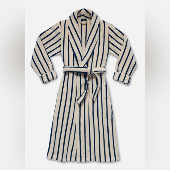Brooklinen Super-Plush Robe Striped Abyss Unisex - Picture 2 of 5
